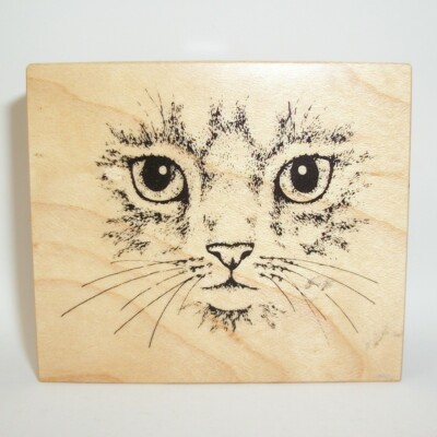 PSX Kitty Cat Face Wood Mounted Rubber Stamp Feline Kitten E-951 Made in USA