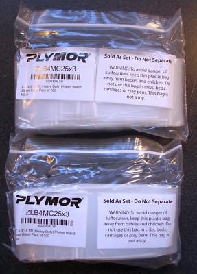 2.5'' x 3'', 4 Mil (Pack of 200) Heavy Duty Plastic Reclosable Zipper Bags PLYMOR