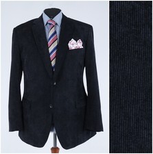 Mens Black Corduroy Blazer 44R UK Size FERENTINO Sport Coat Cord Jacket