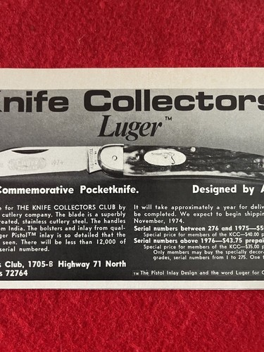 Vintage 1974 Luger Commemorative Knife Print Ad- Ad Only - Picture 4 of 6