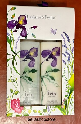 Crabtree & Evelyn Iris Fragrance Bath Shower Gel Body Lotion Gift Set 2 Piece