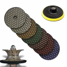 2 3/8" stone Concrete Travertine Full Bullnose V60 Router Bit 7" Dry Polish Pad