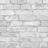 Weiß Silber Rustikal Ziegel Effekt Tapete Windsor Wandbekleidungen - FD41488 Neu
