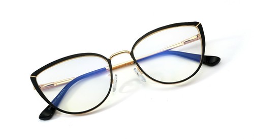 Gafas de borde completo Cateye con marco de metal dúo tono bisagras de resorte ojos de gato - Imagen 7 de 21