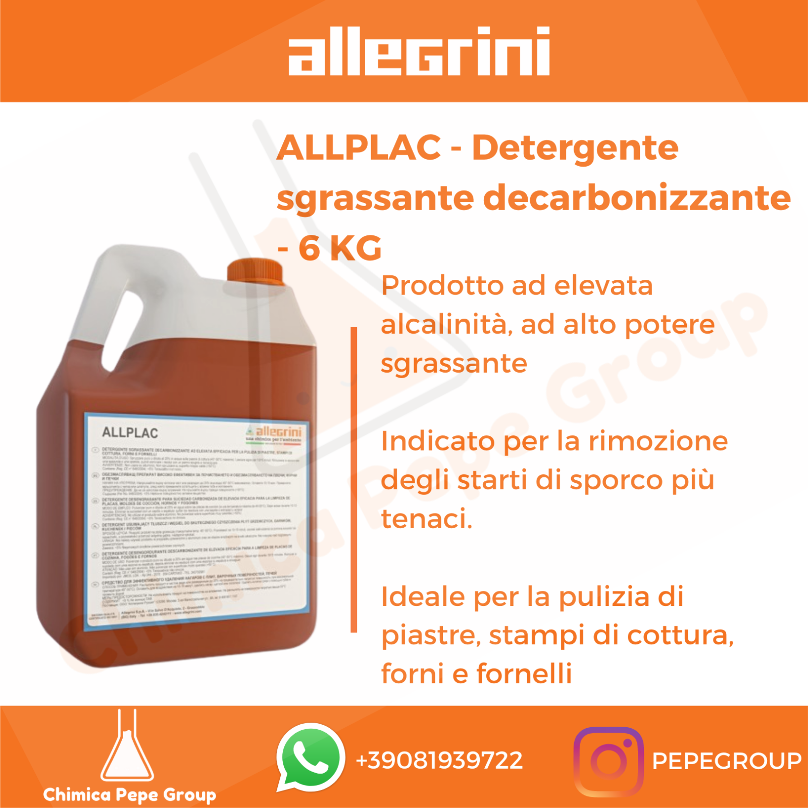 ALLPLAC  6 kg Allegrini - DETERGENTE SGRASSANTE DECARBONIZZANTE