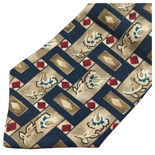 Vintage Givenchy Monsieur Tie Floral Geometric Diamond Rectangle Flower 57"x4" - Picture 2 of 8