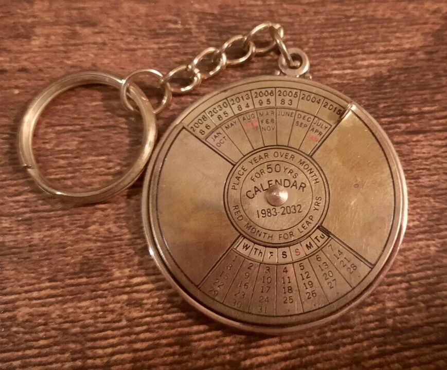 Brass 50 Year Vintage Perpetual Calendar 1983-2032 Keychain | eBay