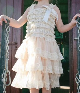 cream lace flower girl dress