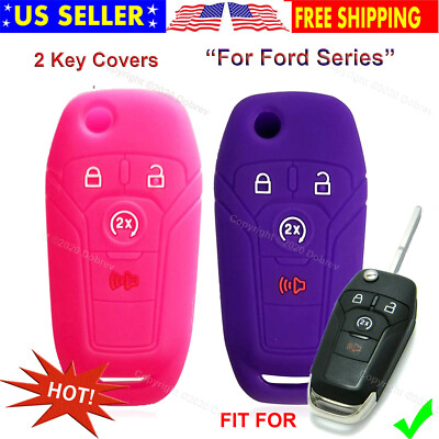 2Pcs Silicone Cover Holder Protector Remote Control Smart Car Case for Ford Key