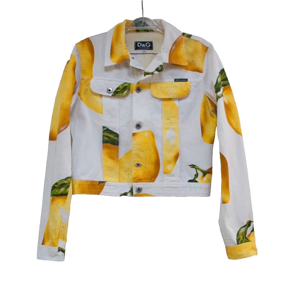 Chaqueta Dolce & Gabbana Auténtica Rara De Colección Estampado Limón Algodón Talla M Foto 2 de 4