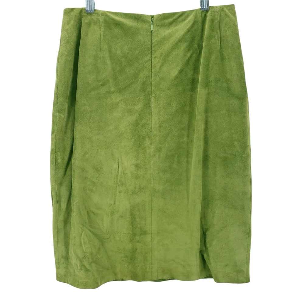 Falda lápiz de gamuza verde Bill Blass vintage hasta la rodilla talla 10 HECHA EN EE. UU. Foto 2 de 4