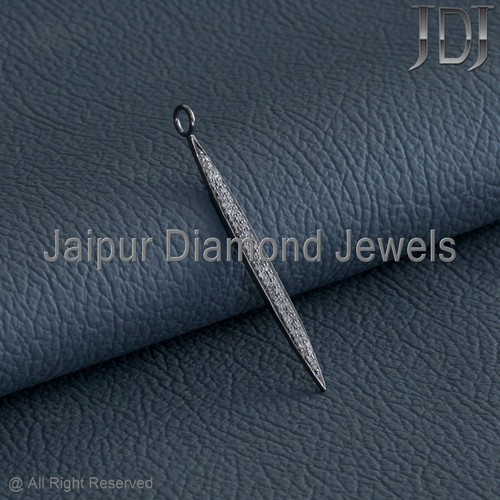 Spike Charm Natural Pave Diamond 925 Sterling Silver Unisex Jewelry Gift Pendant - Picture 3 of 7