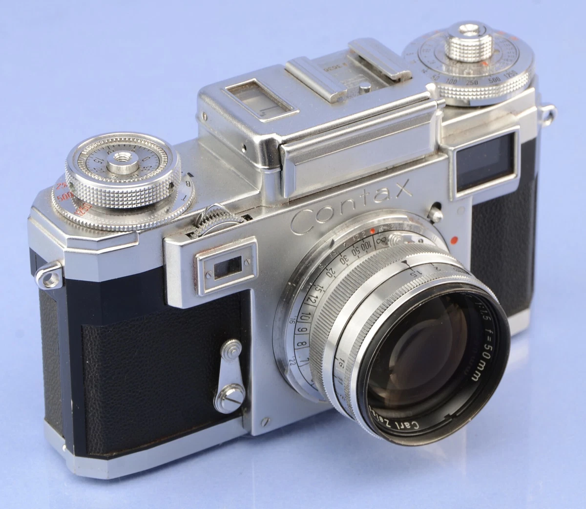 CONTAX IIIA COLOR DIAL CHROME RANGEFINDER CAMERA +CARL ZEISS 50MM F1.5 SONNAR