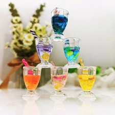 7Pcs Dollhouse Miniature 1:12 Scale Juice Straw Cups Kitchen Drink Party Bar Lot