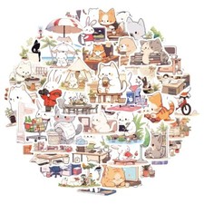 50PCS Kids Cute Kawaii Animal Cartoon Scrapbook Waterproof Stickers Bottles Cups