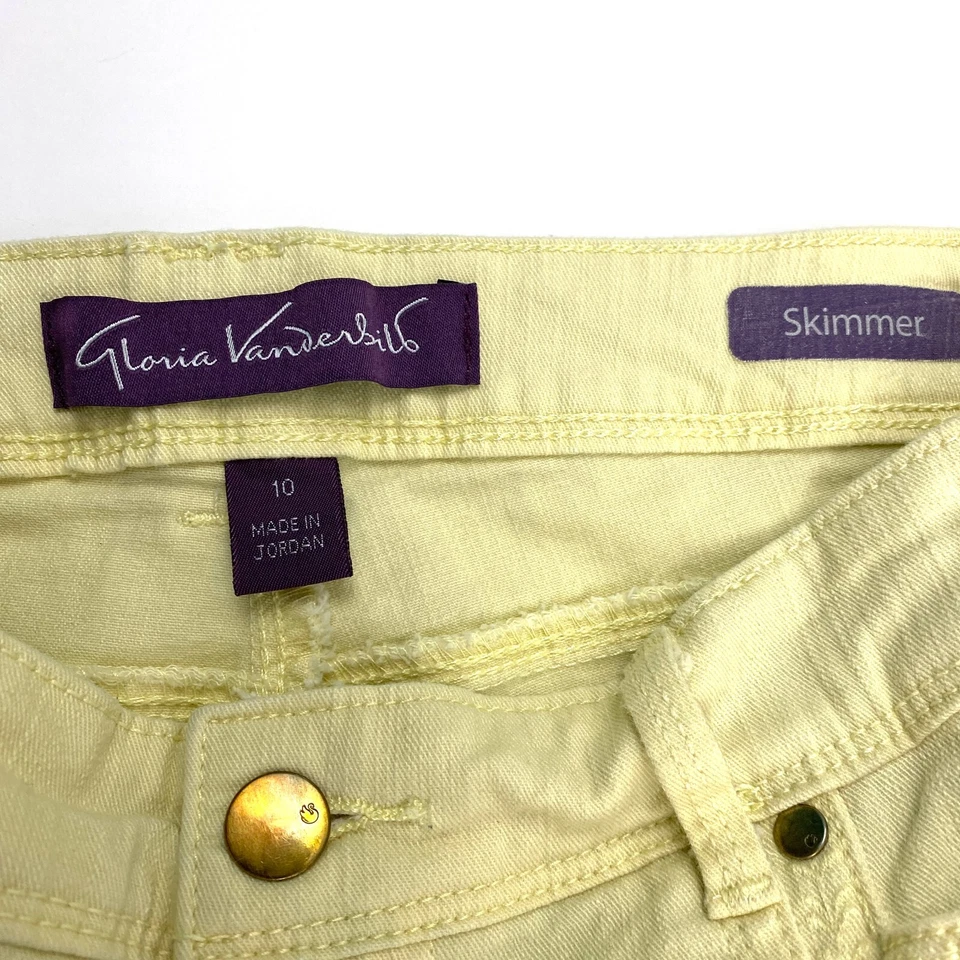 Pantalones cortos de mezclilla amarillos Gloria Vanderbilt con puños skimmer para mujer talla 10 Foto 3 de 4