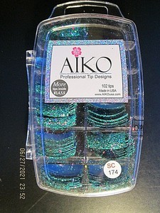 Aiko Professional Nail Tips Sc174 Blue Glitter Highlights Free Shipping Dr Ebay