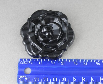 Black rose flower shape plastic compact double purse travel mirror