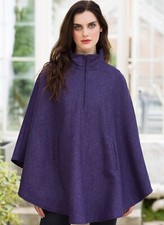 Ladies Irish Wool Half Zip Poncho (213)