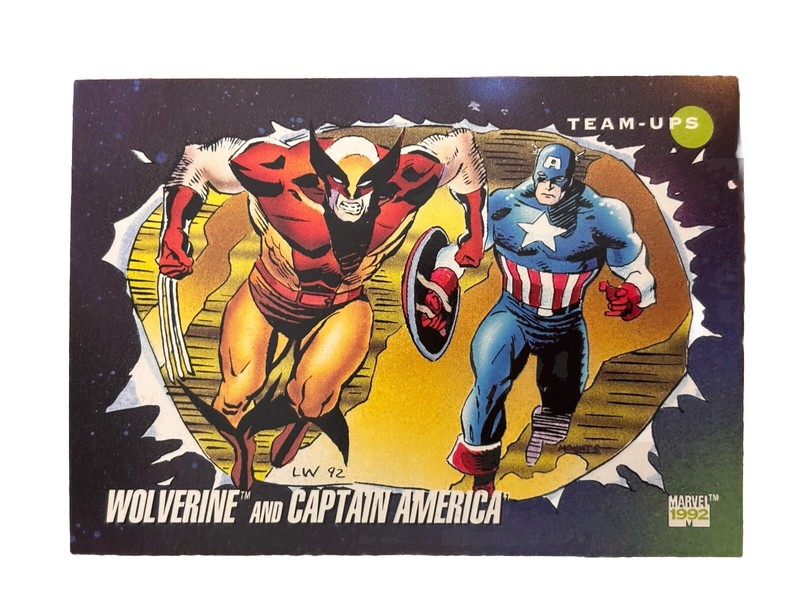 Excellent: Vintage 1992 Impel Marvel Universe Wolverine and Captain America Card