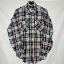 Vintage 80s Levis Plaid Long Sleeve Button Up Shirt White Tab Sz M Made in USA