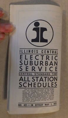 ILLINOIS CENTRAL ELECTRIC SUBURBAN SERVICE ALLE STATIONSPLÄNE MAI 1971 MIT KARTE