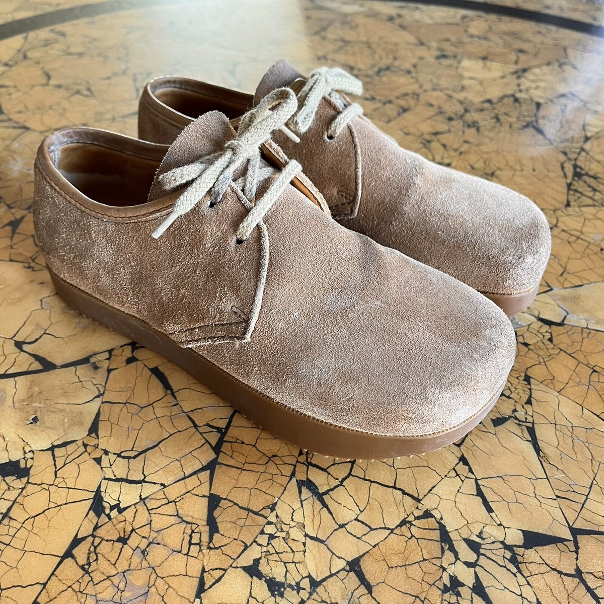 Roots Canada Suede Leather Lace Up Shoes Women Natural Latex Rubber  Soles