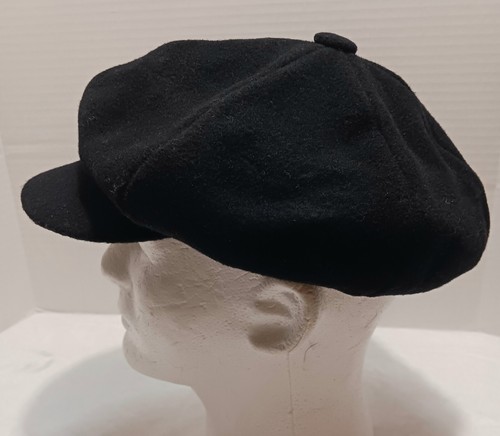 Adin AN 7008 Newsboy Black Cap 65% Wool Made In Hong Kong - Picture 6 of 9