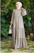 Muslim Women's Long Maxi Dress  Beautiful Crew neck Abaya Sz  38/ 6 US