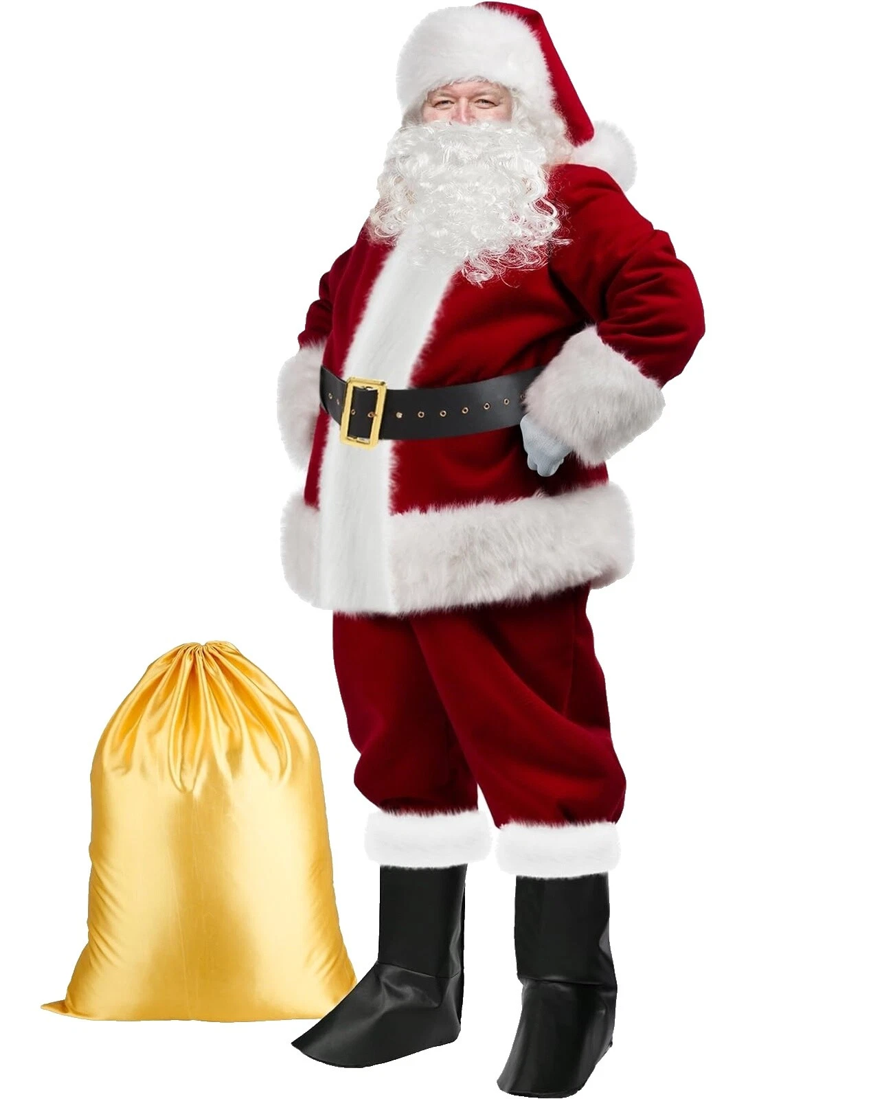 Suit Velvet Costumes for Men Santa Claus