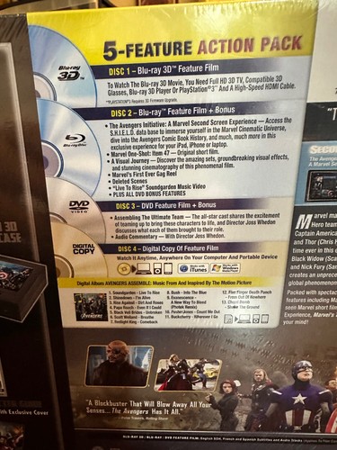 Brand New Avengers Blu-ray 3D 2D DVD 4-Disc BestBuy Exclusive Collectors Box Set - Picture 3 of 5