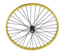 26 x 1.75 Alloy Front Wheel 36 Spoke 12gBlack 3/8 Axle Single Wall Gold.