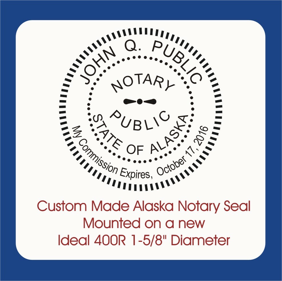 Alaska Notary Public, Ideal 400R Round Case, Custom, Self Inking Rubber