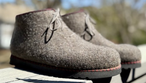 Wild And Wooly Women’s Boots Grey Gray Wool Shoes Booties By Stegmann Lace Ankle - Picture 3 of 15