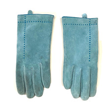 ARIS ISOTONER BLUE SUEDE LEATHER LINED DRIVING GLOVES SIZE LARGE