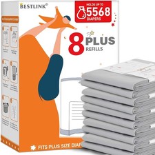 8 Pack Refills Compatible with DEKOR PLUS Diaper Pails | 20% Extra Length Diaper