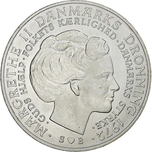 [1120819] Denmark, Margrethe II, 10 Kroner, 1972, Copenhagen, Silver