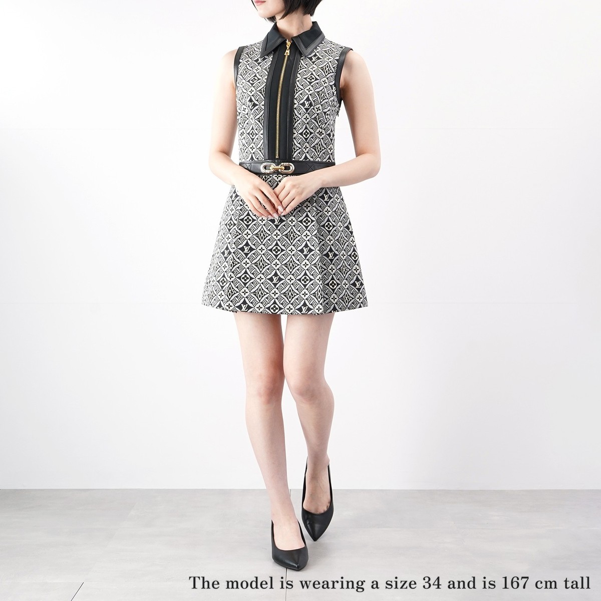LOUIS VUITTON Monogram Jacquard Sleeveless Dress Size 34 FKDR35ZFK 