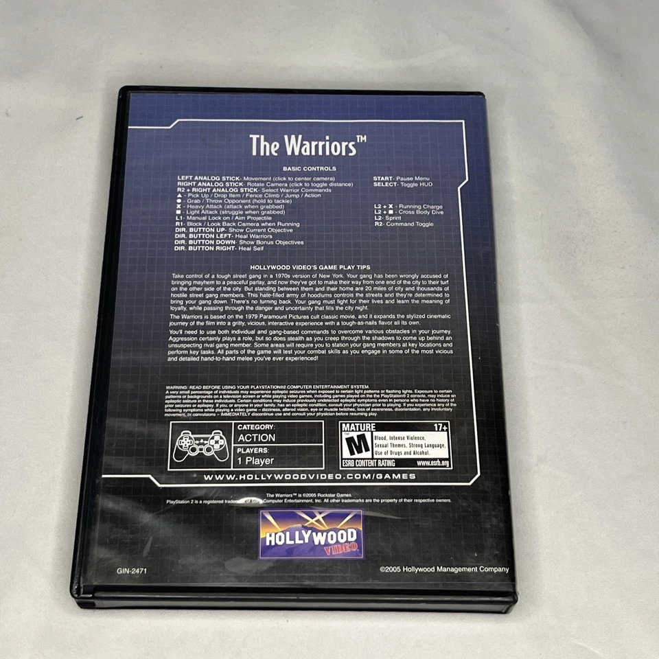 The Warriors (Sony PlayStation 2, 2005) PS2 Rental Case No Manual Tested - Image 2 of 4