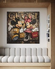 Micky Maus Minnie Maus Leinwand Bild Farbig Wandbild Cartoon Pop Art Mickey