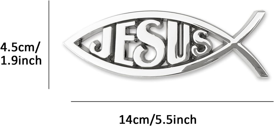 Jesus Fish Car Emblem - Chrome Silver Symbol Fish Emblem for Car Truck ...
