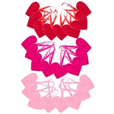24Pcs Valentines Felt Heart-Shape Ornaments - Red Red, Rose and Pink