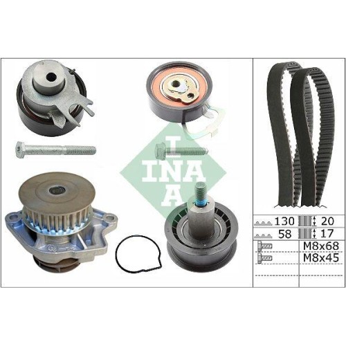 Wasserpumpe + Zahnriemensatz Schaeffler Ina 530 0538 30 FüR Audi Seat Skoda Vw-image