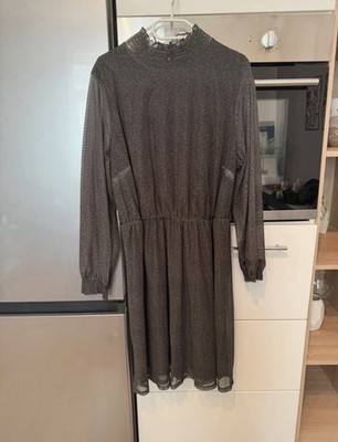 Bodyflirt Kleid Schwarz/Grün Gr. 48/50   leicht transparent & elegant
