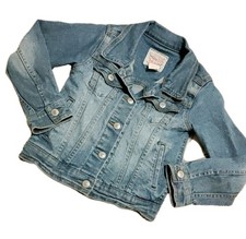 Levi Jean Jacket Girls 6 Button Up Blue Collared Roses Butterfly Cotton Classic