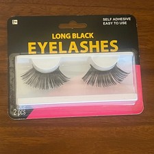 Long Black Faux Eyelashes Self Adhesive Costume Halloween Goth Glam