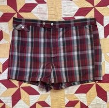Vintage 50s 60s Penneys Plaid Swim Shorts Mens 40" Waist Swimwear Sportswear