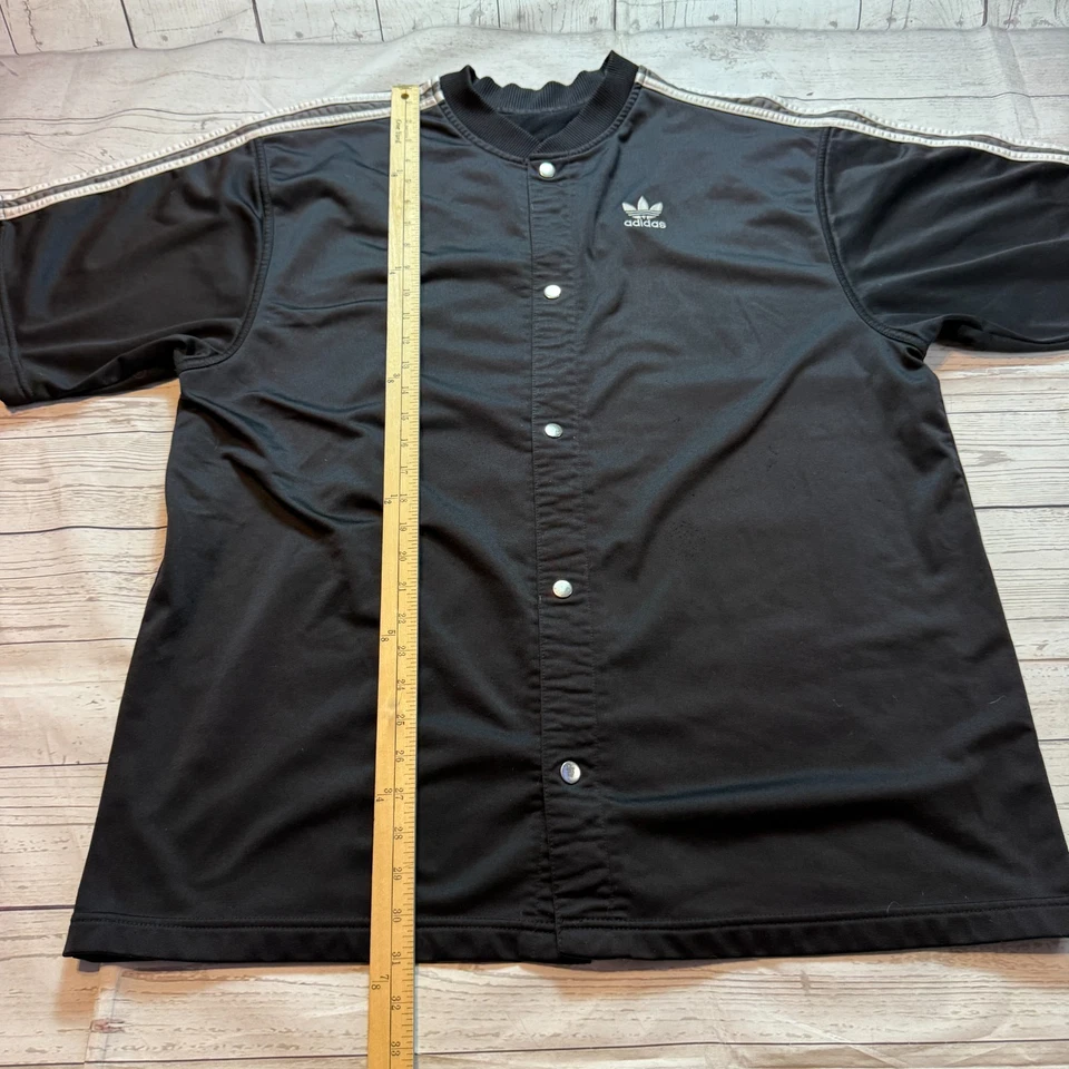 Camisa Adidas Vintage Años 90 Negra Campamento Abotonada 3 Rayas Para Hombre Talla XL Foto 4 de 4