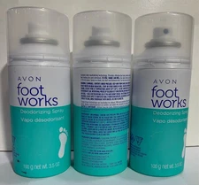3x Avon Foot Works Deodorizing Spray Effective Odor Protection & Wetness Control