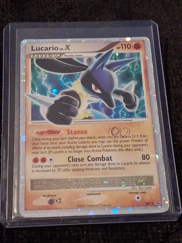 VTG 2007 Pokemon TCG Lucario Lv.X Black Star Promo DP12 HOLO BLEED LP+